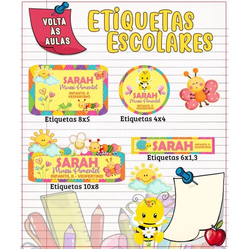Kit Digital Etiqueta escolar para imprimir  Jardim V2 EE