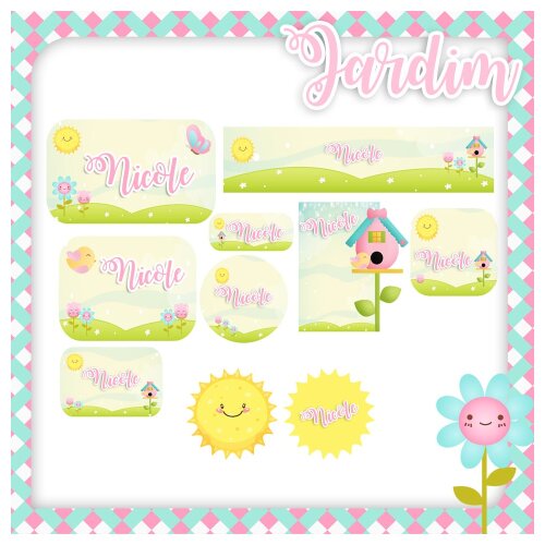Kit Digital Etiqueta escolar para imprimir  Jardim V4 EE
