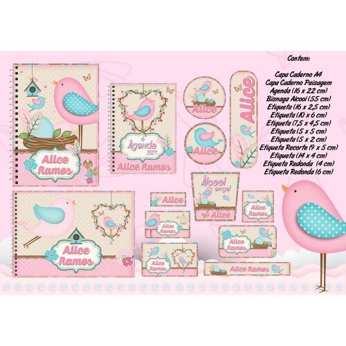 Kit Digital Etiqueta escolar para imprimir  Jardim V5 EE