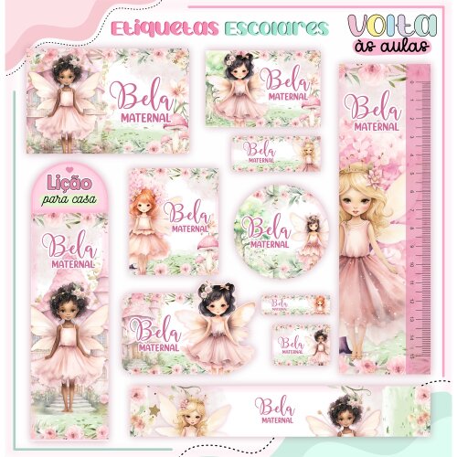Kit Digital Etiqueta escolar para imprimir  Fada V2 EE