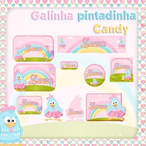Kit Digital Etiqueta escolar para imprimir Galinha Pintadinha V3 EE
