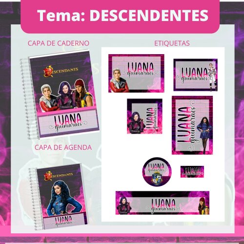 Kit Digital Etiqueta escolar para imprimir Descendentes V1 EE