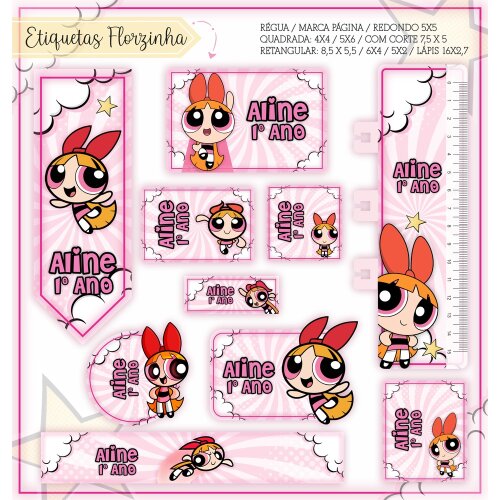Kit Digital Etiqueta escolar para imprimir Meninas Superpoderosas V2