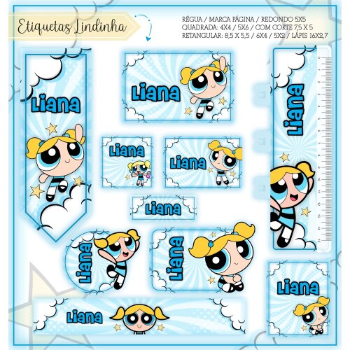 Kit Digital Etiqueta escolar para imprimir Meninas Superpoderosas V3