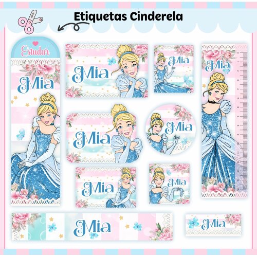 Kit Digital Etiqueta escolar para imprimir  V2 EE Cinderela