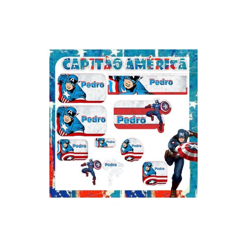 Kit Digital Etiqueta escolar para imprimir V2 EECapitão América
