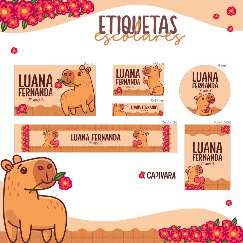 Kit Digital Etiqueta escolar para imprimir  V15 EECapivara