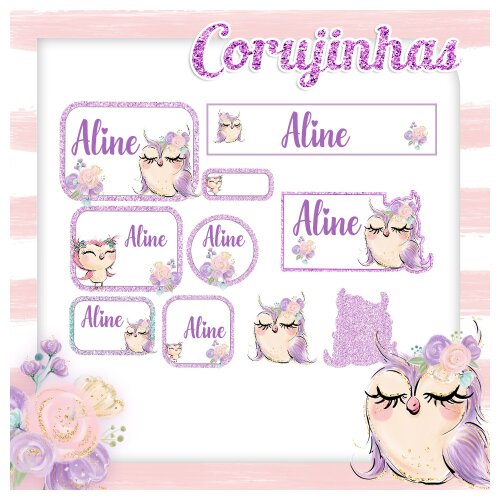 Kit Digital Etiqueta escolar para imprimir V2 EE Coruja