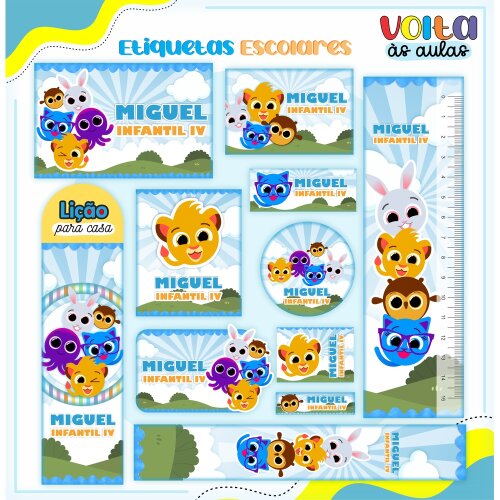 Kit Digital Etiqueta escolar para imprimir Bolofofos V5 EE
