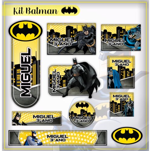 Kit Digital Etiqueta escolar para imprimir Batman V1 EE