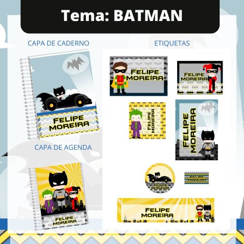Kit Digital Etiqueta escolar para imprimir Batman V5 EE