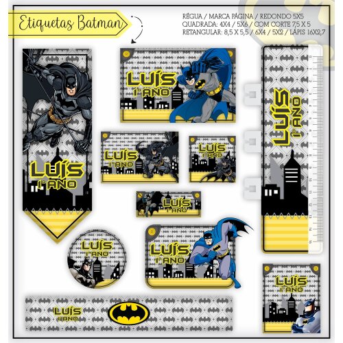 Kit Digital Etiqueta escolar para imprimir Batman V6 EE