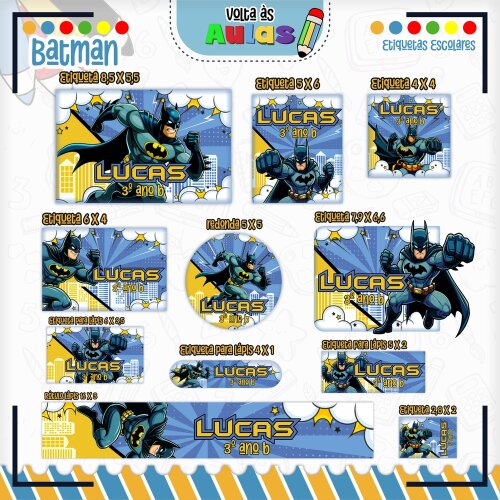 Kit Digital Etiqueta escolar para imprimir Batman V8 EE