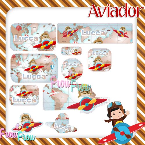 Etiqueta escolar para imprimir AVIADOR