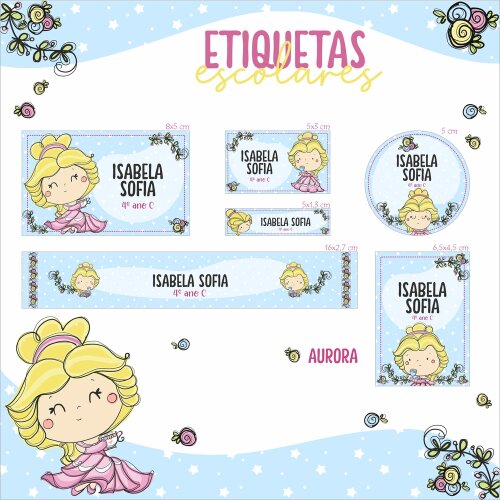 Etiqueta escolar para imprimir a bela adormecida  V2 EE