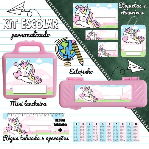 Kit Digital Etiqueta escolar para imprimir  Unicornio V17 EE