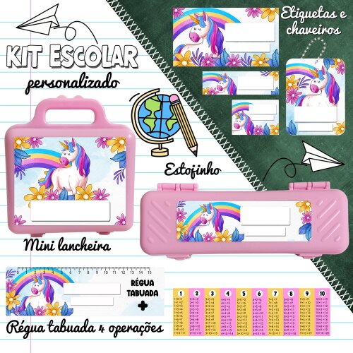 Kit Digital Etiqueta escolar para imprimir  Unicornio V18 EE