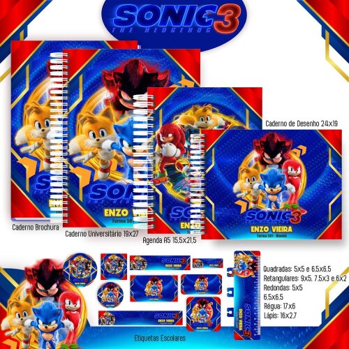 Kit Digital Etiqueta escolar para imprimir Sonic V11 EE