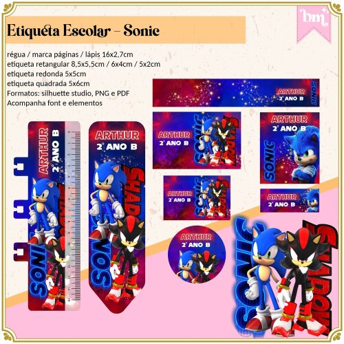 Kit Digital Etiqueta escolar para imprimir Sonic V14 EE