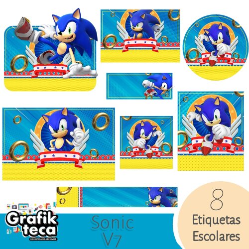Kit Digital Etiqueta escolar para imprimir Sonic V7 EE