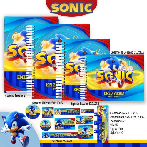 Kit Digital Etiqueta escolar para imprimir Sonic V9 EE