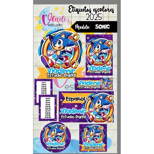 Kit Digital Etiqueta Escolar SONIC