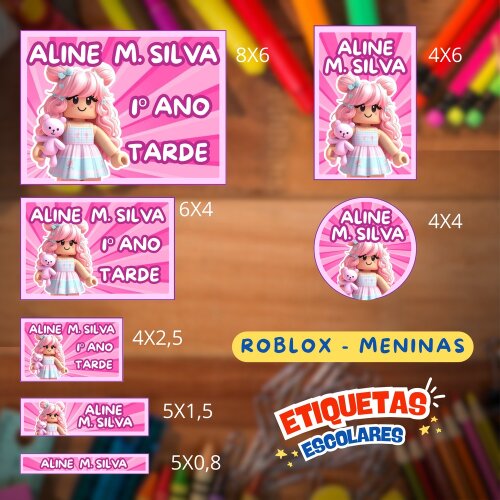 Kit Digital Etiqueta escolar para imprimir Roblox Menina