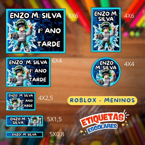 Kit Digital Etiqueta escolar para imprimir Roblox Menino