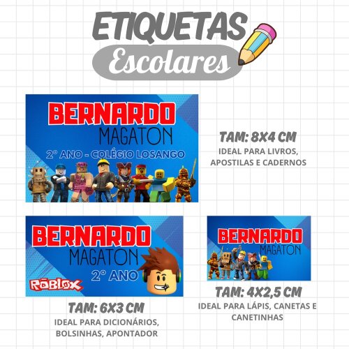 Kit Digital Etiqueta escolar para imprimir Roblox V6 EE