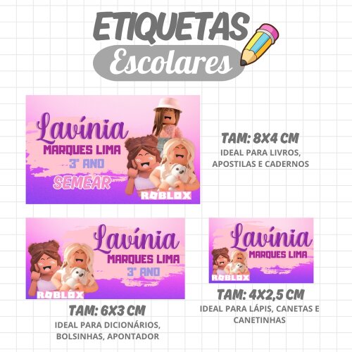 Kit Digital Etiqueta escolar para imprimir Roblox V7 EE