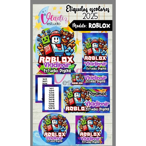 Kit Digital Etiqueta Escolar ROBLOX