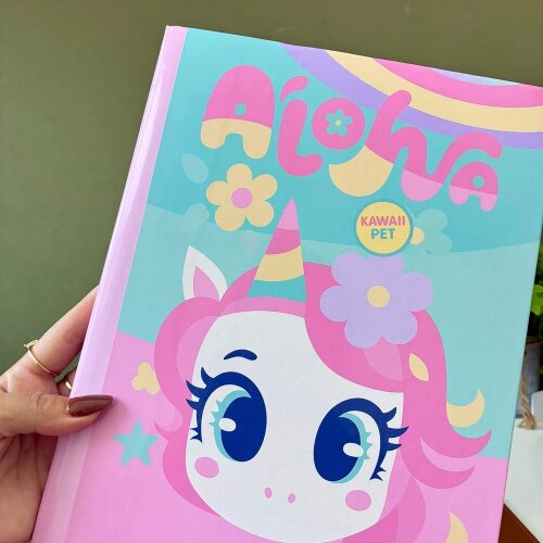 Capa caderno Puket unicornio cute kawaii