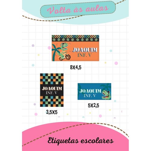 Kit Digital escolar Etiqueta Dino Puket