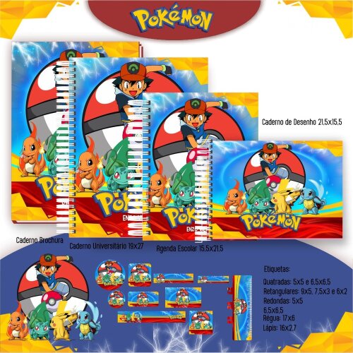 Arquivo Digital etiqueta escolar Pokemon V12 EE