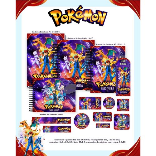 Arquivo Digital etiqueta escolar Pokemon V18 EE
