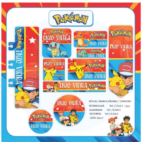 Arquivo Digital etiqueta escolar Pokemon V6 EE