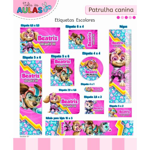 Arquivo Digital etiqueta escolar Patrulha Canina V31 EE