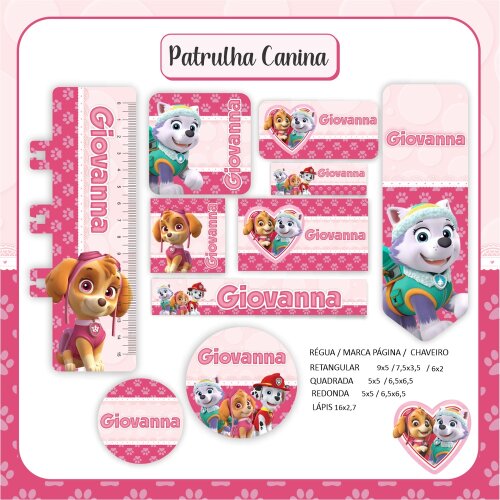 Kit Digital Etiqueta escolar para imprimir Patrulha Canina V20 EE