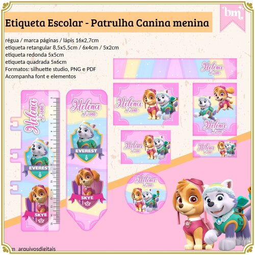 Kit Digital Etiqueta escolar para imprimir Patrulha Canina V21 EE