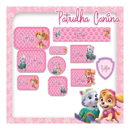 Kit Digital Etiqueta escolar para imprimir Patrulha Canina V26 EE