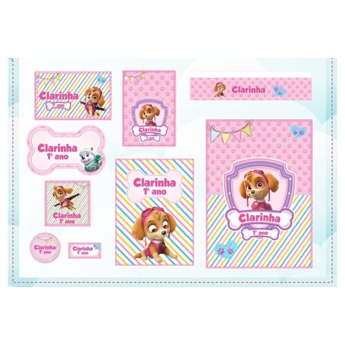 Kit Digital Etiqueta escolar para imprimir Patrulha Canina V5 Skye EE