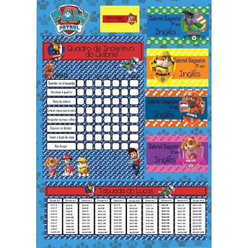 Kit Digital Etiqueta escolar para imprimir Patrulha Canina V6 EE