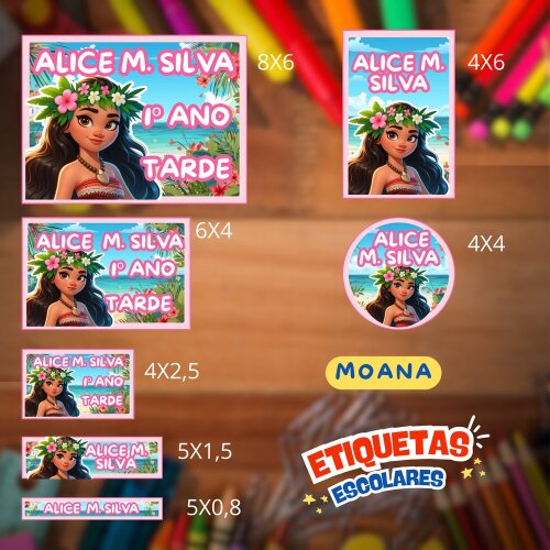 Kit Digital Etiqueta escolar para imprimir Moana