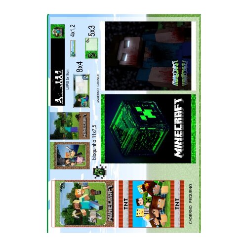 Kit Digital Etiqueta escolar para imprimir  Minecraft EE V3