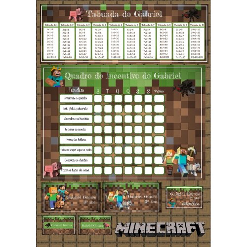 Kit Digital Etiqueta escolar para imprimir  Minecraft EE V6