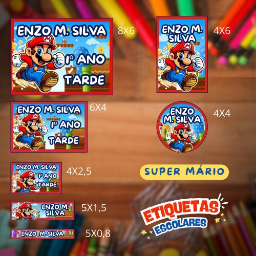 Kit Digital Etiqueta escolar para imprimir Super Mario