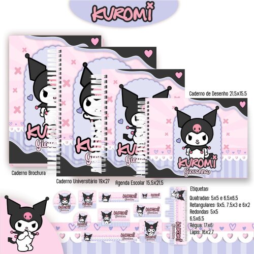 Kit Digital Etiqueta escolar para imprimir  Kuromi V1 EE