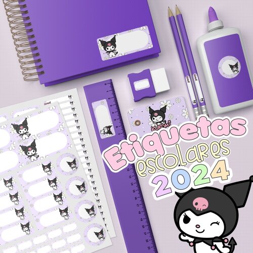Kit Digital Etiqueta escolar para imprimir  Kuromi V2 EE