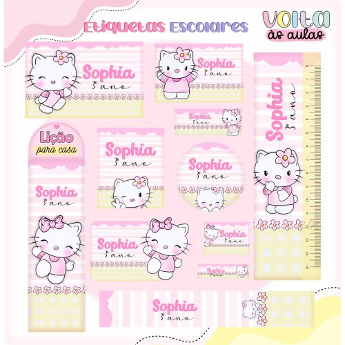 Kit Digital Etiqueta escolar para imprimir  Hello Kitty V1 EE