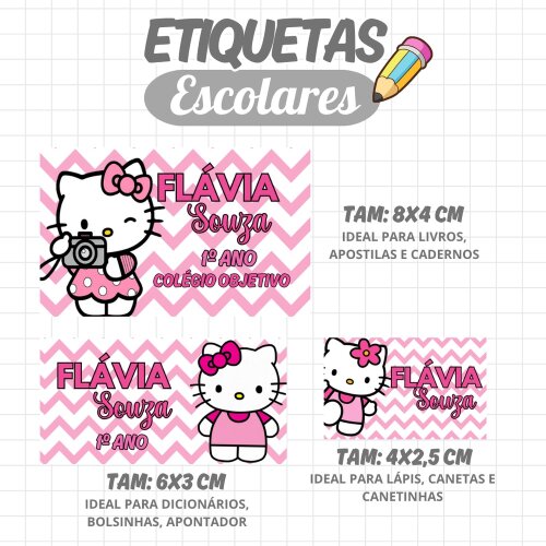 Kit Digital Etiqueta escolar para imprimir  Hello Kitty V4 EE